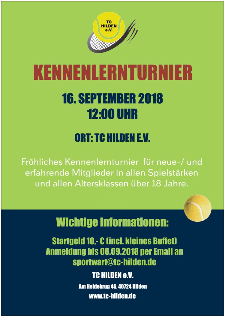 Kennenlernturnier am 16.09.18